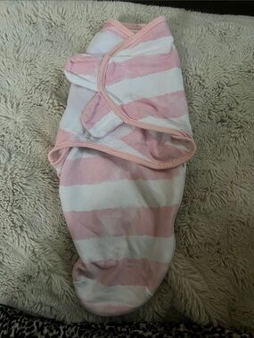 Pink and White Striped Baby Swaddle Wrap